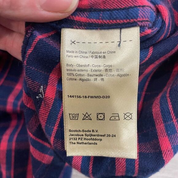 Scotch & Soda Men's Purple Red Flanel Cotton Shirt I'm pure indigo sz S - Picture 6 of 12